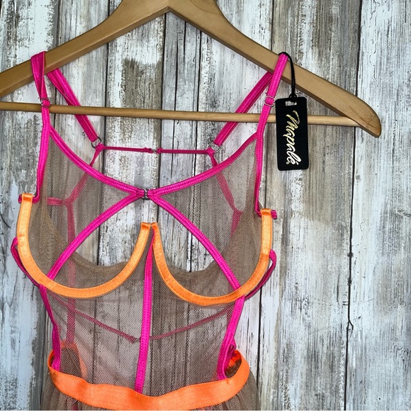 NWT Mapale Neon Candy Mesh Babydoll Lingerie - Picture 5 of 8